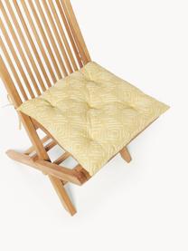 Coussin d'assise en coton avec décoration graphique Sevil, Ocre, jaune pâle, larg. 40 x long. 40 cm