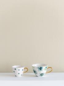 Taza de café Good Morning, Porcelana New Bone, Blanco, verde, azul, dorado, Ø 11 x Al 8 cm, 350 ml