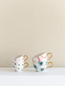 Malovaný hrnek se zlatým ouškem Good Morning, Porcelán New Bone China, Bílá, zelená, modrá, zlatá, Ø 11 x V 8 cm, 350 ml