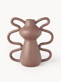 Designová váza v organickém tvaru Luvi, Kamenina, Hnědá, Ø 6 cm, V 32 cm