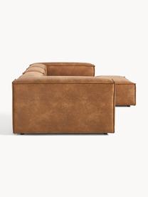 Modulares Ecksofa Lennon aus recyceltem Leder, Bezug: Recyceltes Leder (70 % Le, Gestell: Massives Holz, Sperrholz, Füße: Kunststoff Dieses Produkt, Leder Braun, B 327 x T 180 cm, Eckteil links