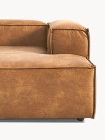 Modulares Ecksofa Lennon aus recyceltem Leder, Bezug: Recyceltes Leder (70 % Le, Gestell: Massives Holz, Sperrholz, Füße: Kunststoff Dieses Produkt, Leder Braun, B 327 x T 180 cm, Eckteil links