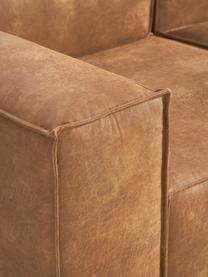 Modulares Ecksofa Lennon aus recyceltem Leder, Bezug: Recyceltes Leder (70 % Le, Gestell: Massives Holz, Sperrholz, Füße: Kunststoff Dieses Produkt, Leder Braun, B 327 x T 180 cm, Eckteil links