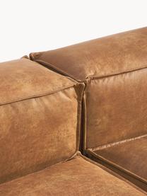 Modulares Ecksofa Lennon aus recyceltem Leder, Bezug: Recyceltes Leder (70 % Le, Gestell: Massives Holz, Sperrholz, Füße: Kunststoff Dieses Produkt, Leder Braun, B 327 x T 180 cm, Eckteil links