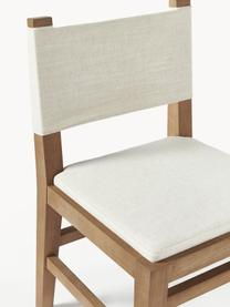 Tapicerowane krzesło z drewna Liano, Stelaż: drewno dębowe, Tapicerka: 54% poliester, 36% wiskoz, Jasnobeżowa tkanina, drewno dębowe, S 50 x W 80 cm