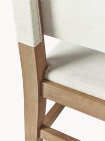 Tapicerowane krzesło z drewna Liano, Stelaż: drewno dębowe, Tapicerka: 54% poliester, 36% wiskoz, Jasnobeżowa tkanina, drewno dębowe, S 50 x W 80 cm
