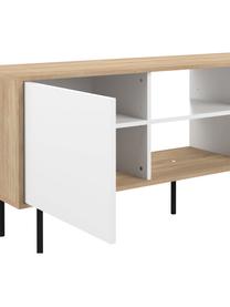 Mueble de TV Altitude, estilo escandinavo, Estructura: aglomerado recubierto de , Patas: metal recubierto, Roble, blanco, negro, An 151 x Al 40 cm