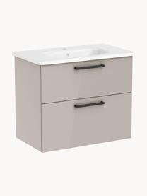 Lavabo con mobiletto con finitura lucida Orna, Maniglie: metallo rivestito, Greige, Larg. 60 x Alt. 67 cm