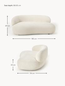 Divano 2 posti in teddy bouclé Alba, Rivestimento: 100% poliestere Il rivest, Struttura: legno massiccio di abete,, Piedini: plastica Questo prodotto , Teddy-bouclè bianco latte, Larg. 185 x Prof. 114 cm, schienale a sinistra