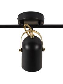 Faretti da soffitto retrò Lotus, Paralume: metallo rivestito, Decorazione: metallo rivestito, Baldacchino: metallo rivestito, Nero ottonato, Larg. 58 x Alt. 20 cm