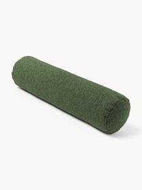 Rouleau de nuque de canapé bouclé Sofia, Bouclette vert foncé, Ø 17 x long. 68 cm