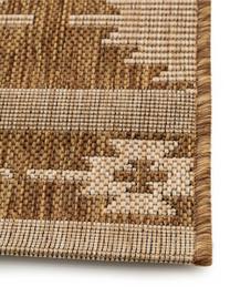 In- & outdoor loper Riso met ethnopatroon, 100% polypropyleen, Bruin, beige, B 80 x L 240 cm