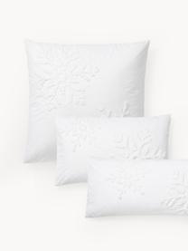 Taie d'oreiller en percale de coton avec flocons de neige tuftés Vidal, Blanc, larg. 50 x long. 70 cm