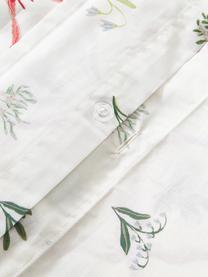 Housse de couette réversible en percale de coton à imprimé hivernal Twigs, Blanc cassé, multicolore, larg. 200 x long. 200 cm