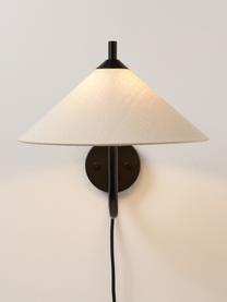 Große Wandleuchte Vica, Lampenschirm: Leinenstoff (100 % Polyes, Off White, Schwarz, Ø 31 x T 45 cm