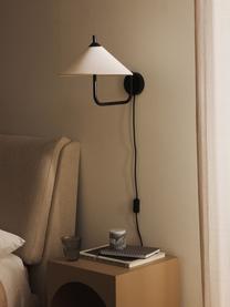 Grote wandlamp Vica, Lampenkap: linnen (100% polyester), Gebroken wit, zwart, Ø 31 x D 45 cm