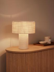 Bouclé tafellamp Ron, Lamp: vermessingd metaal, Goudkleurig, Ø 30 x H 35 cm