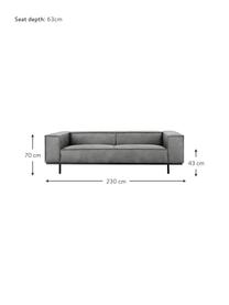 Leder-Sofa Abigail (3-Sitzer) in Dunkelgrau mit Metall-Füßen, Bezug: Lederfaserstoff (70% Lede, Beine: Metall, lackiert, Leder Dunkelgrau, B 230 x T 95 cm