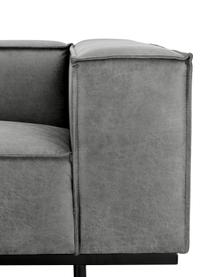 Leder-Sofa Abigail (3-Sitzer) in Dunkelgrau mit Metall-Füssen, Bezug: Lederfaserstoff (70% Lede, Beine: Metall, lackiert, Leder Dunkelgrau, B 230 x T 95 cm