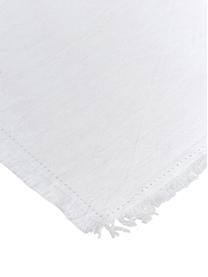 Serviettes de table en coton avec franges Hilma, 2 pièces, Blanc