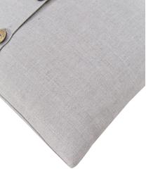 Povlak na polštář s dřevěnými knoflíčky, 60 % polyester, 25 % bavlna, 15 % len, Šedá, Š 45 cm, D 45 cm