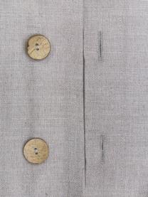 Kussenhoes Blanche met houten knopen, 60% polyester, 25% katoen, 15% linnen, Grijs, B 45 x L 45 cm