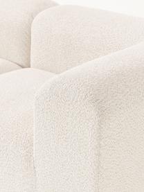 Modulares Sofa Natalie (3-Sitzer) aus Teddy-Bouclé, Bezug: Teddy-Bouclé (100 % Polye, Gestell: mitteldichte Holzfaserpla, Sockel: Massives Buchenholz, lack, Teddy-Bouclé Off White, helles Buchenholz, B 283 x T 107 cm