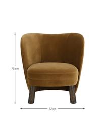 Sillón cóctel de terciopelo Tress, Tapizado: 89% algodón, 11% poliéste, Estructura: madera contrachapada, Patas: madera de pino con certif, Terciopelo marrón, An 72 x F 75 cm