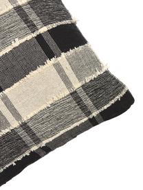 Funda de cojín con flecos Roberto, 100% algodón, Beige, negro, An 45 x L 45 cm