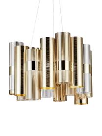 Dimbare LED hanglamp La Lollo van kunststof, Lampenkap: Lentiflex - Goldflex, Baldakijn: metaal, Goudkleurig, Ø 48 x H 35 cm