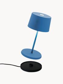 Kleine mobile LED-Tischlampe Olivia Pro, dimmbar, Blau, Ø 11 x H 22 cm