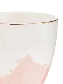 Porcelánový kávový šálek  s abstraktním vzorem a se zlatým okrajem Rosie, 2 ks, Porcelán, Bílá, růžová, Ø 12 cm, V 9 cm