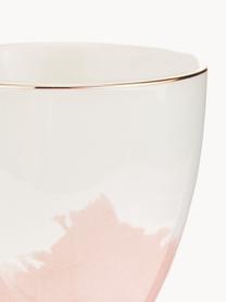 Tazas de café de porcelana Rosie, 2 uds., Porcelana, Blanco, rosa, Ø 12 x Al 9 cm