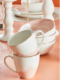 Porzellan Kaffeetasse Rosie mit abstraktem Muster, 2 Stück, Porzellan, Off White, Hellrosa, Ø 12 x H 9 cm, 350 ml