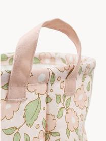 Panier de rangement pour enfants Blossoms, pliable, 70 % coton, 30 % polyester, Pêche, vert sauge, Ø 40 x haut. 50 cm