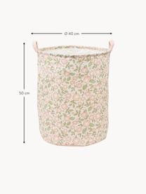 Panier de rangement pour enfants Blossoms, pliable, 70 % coton, 30 % polyester, Pêche, vert sauge, Ø 40 x haut. 50 cm