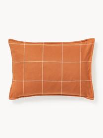 Funda de almohada doble cara de franela a cuadros Noelle, Naranja, blanco, An 45 x L 110 cm