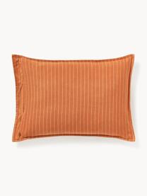 Funda de almohada doble cara de franela a cuadros Noelle, Naranja, blanco, An 45 x L 110 cm