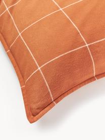 Funda de almohada doble cara de franela a cuadros Noelle, Naranja, blanco, An 45 x L 110 cm