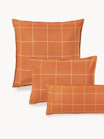 Funda de almohada doble cara de franela a cuadros Noelle, Naranja, blanco, An 45 x L 110 cm