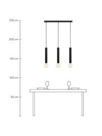 Lámpara de techo grande Sencillo, Estructura: metal recubierto, Cable: cubierto en tela, Negro, An 75 x Al 36 cm