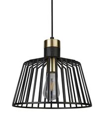 Lampada a sospensione Bird Cage, Paralume: metallo rivestito, Decorazione: metallo rivestito, Baldacchino: metallo rivestito, Nero, dorato, Ø 30 x Alt. 27 cm