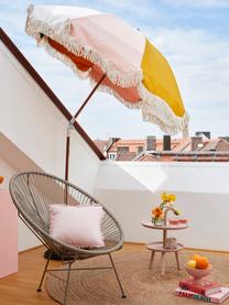 Parasol inclinable avec franges Retro, Ø 180 cm, Ocre, rose pâle, noir, blanc crème, Ø 180 x haut. 230 cm