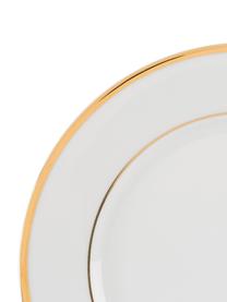 Porseleinen ontbijtborden Ginger met goudkleurige rand, 6 stuks, Porselein, Wit, goudkleurig, Ø 20 cm