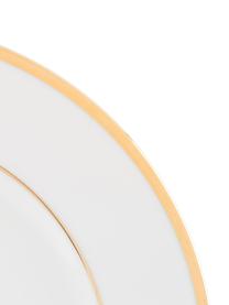Porcelánový raňajkový tanier so zlatým okrajom Ginger, 6 ks, Porcelán, Biela, odtiene zlatej, Ø 20 cm