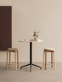 Tabouret en bouclette et chêne Passage, Bouclette beige, bois de chêne, argenté, Ø 46 x haut. 65 cm