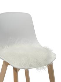 Cuscino sedia rotondo in pelle di agnello a pelo lungo riccio Ella, Retro: 100% poliestere, Bianco naturale, Ø 37 cm