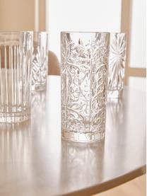 Verres à long drink en cristal avec embossage décoratif Bichiera, 4 élém., Cristal, Transparent, Ø 7 x haut. 15 cm, 360 ml