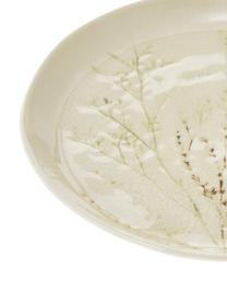 Ručně vyrobený servírovací talíř s motivem trávy Bea, Kamenina, Světle béžová, Ø 28 cm