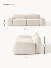 Modulares Sofa Wolke (3-Sitzer) aus Bouclé, Bezug: Bouclé (96 % Polyester, 4, Füße: Kunststoff Dieses Produkt, Bouclé Hellbeige, B 256 x T 118 cm